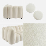 sweeek - Canapé 3 Places Coquillage en Bouclette Blanc L 221 x P 100 x H 76cm - Perla
