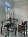 Table de Repas en Verre Trempé 160 x 90 cm Pieds Argentés Envia