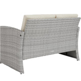 TecTake® Salon de Jardin Exterieur en Résine ressée 4 Places Table de Jardin, 1 Canapé de Jardin, 2 Fauteuil Jardin, Coussins Inclus, Mobilier de Jardin pour Amenagement Balcon - Gris Clair