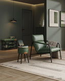 VASAGLE EKHO Collection - Fauteuil de Salon, Fauteuil d’Appoint avec Accoudoirs, Cadre Métallique, PU avec Coutures, Moderne Mi-siècle, pour Chambre, Salle de Lecture, Séjour, Vert Forêt LAC014C01