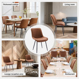 Lot de 2 Chaise Salle à Manger en vrai cuir,Chaise de cuisine Scandinave avec Siège rembourrée & Pieds en métal,Chaise à manger sans accoudoirs pour Salle à Manger,Cuisine,Salon(87X61X54CM,Brun)