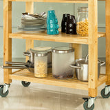 SoBuy Chariot de Cuisine en Bois d'hévéa Kitchen Trolley Desserte roulante avec Deux étagères L80xP40xH90cm, FKW24-N