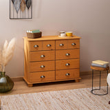 IDIMEX Commode Chambre Colmar L 92 cm 8 tiroirs en Bois Massif Brun chiffonnier apothicaire Rangement avec poignées en métal