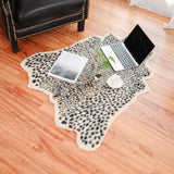 Tapis à imprimé léopard en fausse fourrure de 0,9 x 1 m, convient pour chambre à coucher, salon, décoration occidentale, moquette en fausse fourrure de vache, noir et marron