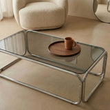 Oviala Table Basse rectangulaire L110 cm en métal et Verre trempé Noir