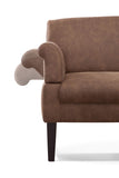 CAVADORE Canapé de Cuisine Malm 3 Places en Simili Cuir avec accoudoirs réglables, Noyau à Ressorts et Coutures contrastées Modernes 182 x 97 x 78 cm, Microfibre Marron Clair