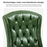 YAMASORO Fauteuil Bureau 150kg Rétro en Cuir Vert avec Roues en Caoutchouc, Chaise de Bureau Ergonomique avec Dossier Haut, Cuir Ciré Oli Vert