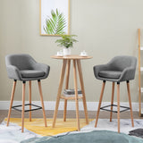 HOMCOM Tabourets de Bar Design scandinave - Lot de 2 tabourets de Bar Grand Confort avec Repose-Pieds et accoudoirs - Bois Massif Lin Gris foncé