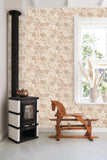 papier peint fleurs vintage beige et vieux rose 0.53 x 10.05 m - ESTAhome