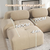 Canapé 3 Places avec revêtement hautement élastique, Canapé d'angle modulaire avec accoudoirs extra larges, Pour salonen hambre et home cinéma, en tissu velours côtelé Beige (sans assemblage)