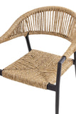 METRO Professional Fauteuil de terrasse Lario, Rotin PE/Aluminium, 57 x 64 x 79 cm, Résistant aux intempéries, avec Accoudoirs, Beige/Noir