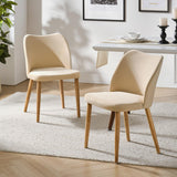 HULALA HOME Chaise Salle a Manger, Chaise Coiffeuse Moderne, Lot de 2 Chaises de Salle à Manger, Confortables avec Pieds en Bois, Convient au Salon, Salle à Manger, Chambre, Beige