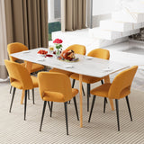 PIPIPOXER Lot de 2 chaises de Salle à Manger ou Salon, avec Dossier, Assise en Tissu Velours et Pieds en métal, pour Salle à Manger, Salon,Jaune