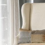 Loberon Canapé Ombra, style classique avec oreilles, mélange de matériaux nobles, fauteuil à oreilles, siège, lin, polyester, bois de manguier, crème/beige