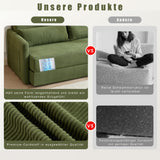 Canapé convertible 165 x 92 x 82 cm, canapé lit 2 places avec matelas en mousse, tissu velours côtelé, canapé compressible pliable 2 en 1 avec poches latérales - Idéal pour les petits espaces, Vert