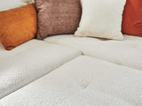 Lisa Design - Rune - canapé d'angle Droit - 4 Places - avec Pouf d'appoint - en Tissu Bouclette - Blanc
