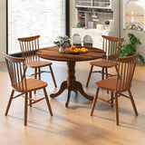 LIFEZEAL Table de Salle à Manger Ronde pour 4 Personnes, en Bois d'hévéa avec Base sur Socle, Meubles de Salon de 100 cm, pour Salle à Manger, Salon et Bureau, Charge 100 kg (Marron)