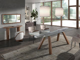 Ángel Cerdá- Console Ovale Demi-Pointe - Bois Plaqué Noyer Naturel - Design Moderne et Élégant - Meubles de Salon - Table D'appoint - Meubles de Couloir - Table D'entrée - Ø120 X 40 X 76 cm