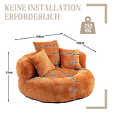 KOMHTOM Gros Pouf Canapé, Pouf Fauteuil Canapé pour Les Paresseux, avec 3 Coussins, sans Installation, Idéal pour Chambre, Salon ou cinéma Maison (Orange)