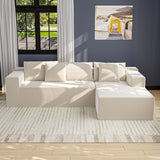 DEZAGCE Canapé d’Angle modulable en Tissu Beige, Grand canapé 4–5 Places avec méridienne, Coussins Inclus, Design Moderne et Confortable, 269 × 175 cm