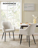 SONGMICS Chaise Salle à Manger, Chaise de Cuisine, Fauteuil en Velours, Rembourrée, avec Accoudoirs, Charge Max. 120 kg, Pieds en Métal, pour Salle à Manger, Beige Cappuccino et Noir d'Encre LDC087W01