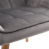 HOMCOM Fauteuil Salon Chaise Coiffeuse Fauteuil scandinave avec Dossier Haut et accoudoir rembourré - Fauteuil Chambre avec Pied en Bois, revêtement en Effet Velours, 67 x 61,5 x 71 cm, Gris