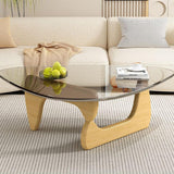 QWPDWA Table Basse Triangulaire en Verre, Table Basse Moderne, Base en Bois Massif et Plateau en Verre Transparent Triangle Table D'appoint Moderne pour Salon, Patio, Étude