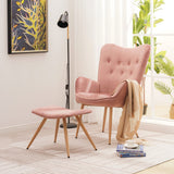 Albatros Fauteuil avec Tabouret York, Rose, Housse en Velours, confortablement rembourré, Fauteuil TV, Fauteuil rembourré
