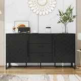 Zepneiy Buffet élégant avec 2 Portes et 3 tiroirs pour Salle à Manger, Cuisine et Salon, Noir