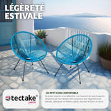 TecTake® Lot de 2 Fauteuil de Jardin Acapulco pour Salon de Jardin Exterieur ou Intérieur, Structure en Acier époxy, Mobilier pour Amenagement Balcon Terrasse - Plusieurs Couleurs