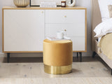 Beliani Pouf de Forme Cylindrique fabriqué en Velours Jaune avec Base Métallique Doré pour Salon ou Chambre Glamour et Moderne