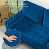 Vesgantti Petit Canapé 2 Places en Velours Bleu 121cm Coussin à Ressorts, Causeuse de Salon Moderne