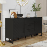 Zepneiy Buffet élégant avec 2 Portes et 3 tiroirs pour Salle à Manger, Cuisine et Salon, Noir