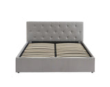 BAÏTA - Lit Coffre Tissu Bahia Gris 140x190 sommier Inclus