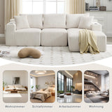 SHAIRMB Ensemble De CanapéS Modulables avec MéRidienne Et Canapé 2 Places, Housse en Velours CôTelé Doux, 5 Coussins, Poches LatéRales Et Porte-Gobelets, Mousse Haute Densité,Beige