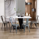 DUHOME Chaise de Salle à Manger en Métal, Lot de 4 Chaise Bistrot Metal, Ensemble de Chaises Empilables Chaise Cuisine avec Dossier, pour Bar Café Salon Restaurant Intérieur et Extérieur,Métallique