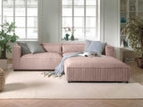 Lisa Design - Canapé d'angle Droit - Ela en Velours Côtelé - Sofa Rose 4 Places - Salon