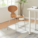 [en.casa] Lot de 4 chaises de Salle à Manger Empilables avec Siège Confortable Construction Robuste Capacité 150 kg Salon Bureau Coque Contreplaqué de Bouleau Métal 80 x 47 x 48 cm Effet Noyer Chrome