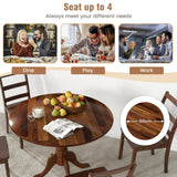 LIFEZEAL Table de Salle à Manger Ronde pour 4 Personnes, en Bois d'hévéa avec Base sur Socle, Meubles de Salon de 100 cm, pour Salle à Manger, Salon et Bureau, Charge 100 kg (Marron)