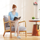 HOMCOM Fauteuil de Salon avec Cadre en Bois Massif Fauteuil Lounge - Assise Profonde - accoudoirs - Aspect Velours Gris
