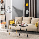 YOUDENOVA Table d'appoint, ronde, en métal, petite, basse, décorative, moderne, trépied en acier tubulaire, diamètre : 40,5 x 50 cm, pour salon, noire