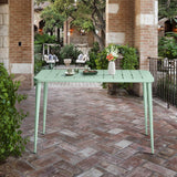 LOKKHAN Table à manger rectangulaire moderne en métal pour 6 personnes - Table intérieure et extérieure - Table de café, bar, bureau et réunion - Jardin - Balcon - 120 x 60 x 76 cm - Vert pois