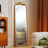 HOMCOM Miroir Pleine Longueur accroché/appuyé Baroque 50x160 cm Ton Or