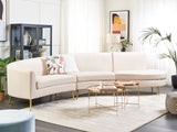 Canapé 4 Places en Velours Beige de Style Rétro à Pieds Dorés et Forme Courbe Moss