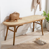 chairus Banc Ottoman de Rotin Banquette Entrée Chaussures Banc de Salle à Manger en Bois (Jaune)