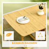 HOMCOM Table à manger pliante pour 6 personnes avec étagères - Table de cuisine et salle à manger pour petits espaces - 149,5 x 80 x 73,5 cm - Naturel