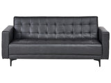 Canapé Convertible 3 Places en Cuir PU Noir Elégant Capitonnage Décoratif Aberdeen