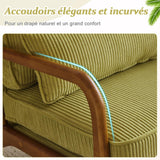 Bonnlo Fauteuil de Salon en Velours Côtelé, Chaise d'Appoint Relaxation avec Cadre en Bois, Siège Confortable pour Salon, Chambre, Terrasse, 65 x 80 x 78 cm (Vert)