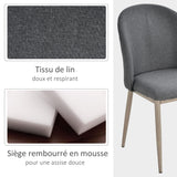 HOMCOM Lot de 4 chaises de Salle à Manger Chaise de Salon Pieds en métal Imitation Bois 50 x 58 x 85 cm Gris