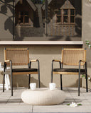 Zstar Chaise de Jardin, rotin tressé, Lot de 2, Coussins Inclus, Cadre métal, résistante aux intempéries, terrasse, Balcon, Piscine, Blanc, Confortable, mobilier extérieur, Noir